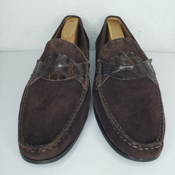 Mezlan Severo Mens Size 10 Brown Suede Genuine Crocodile Loafers Slip On Shoes main image 11